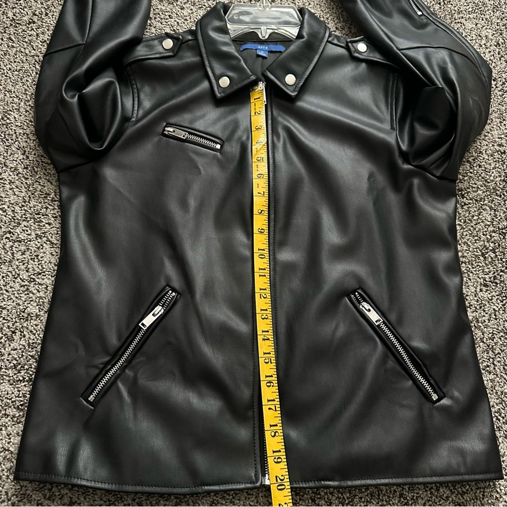 Apt. 9 Black Faux Leather Moto Jacket with Zip Details - Picture 7 of 12